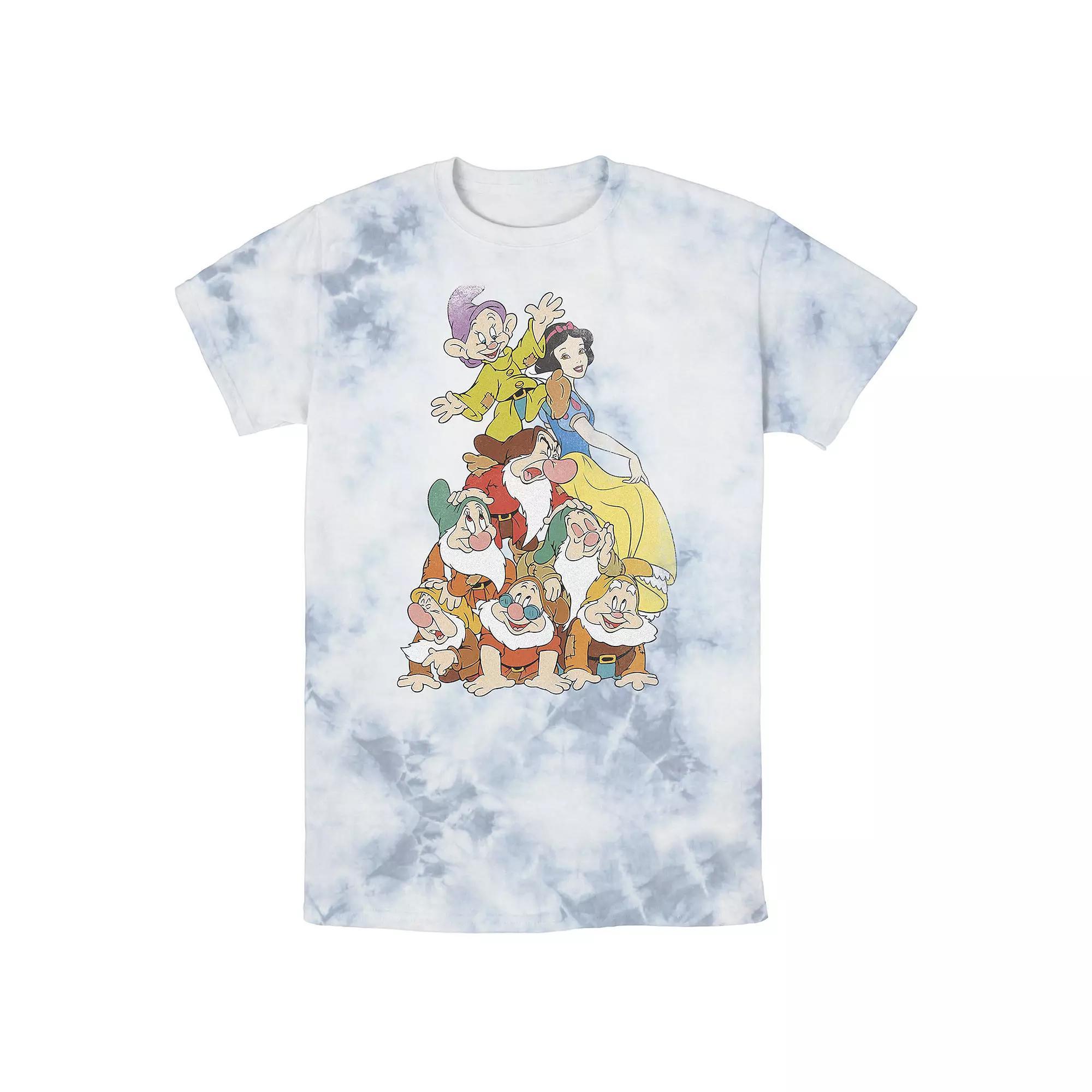 Men's Disney Snow White Seven Dwarf Stack Bomabrd Wash Tee, Size: Medium, White Blue Product Image