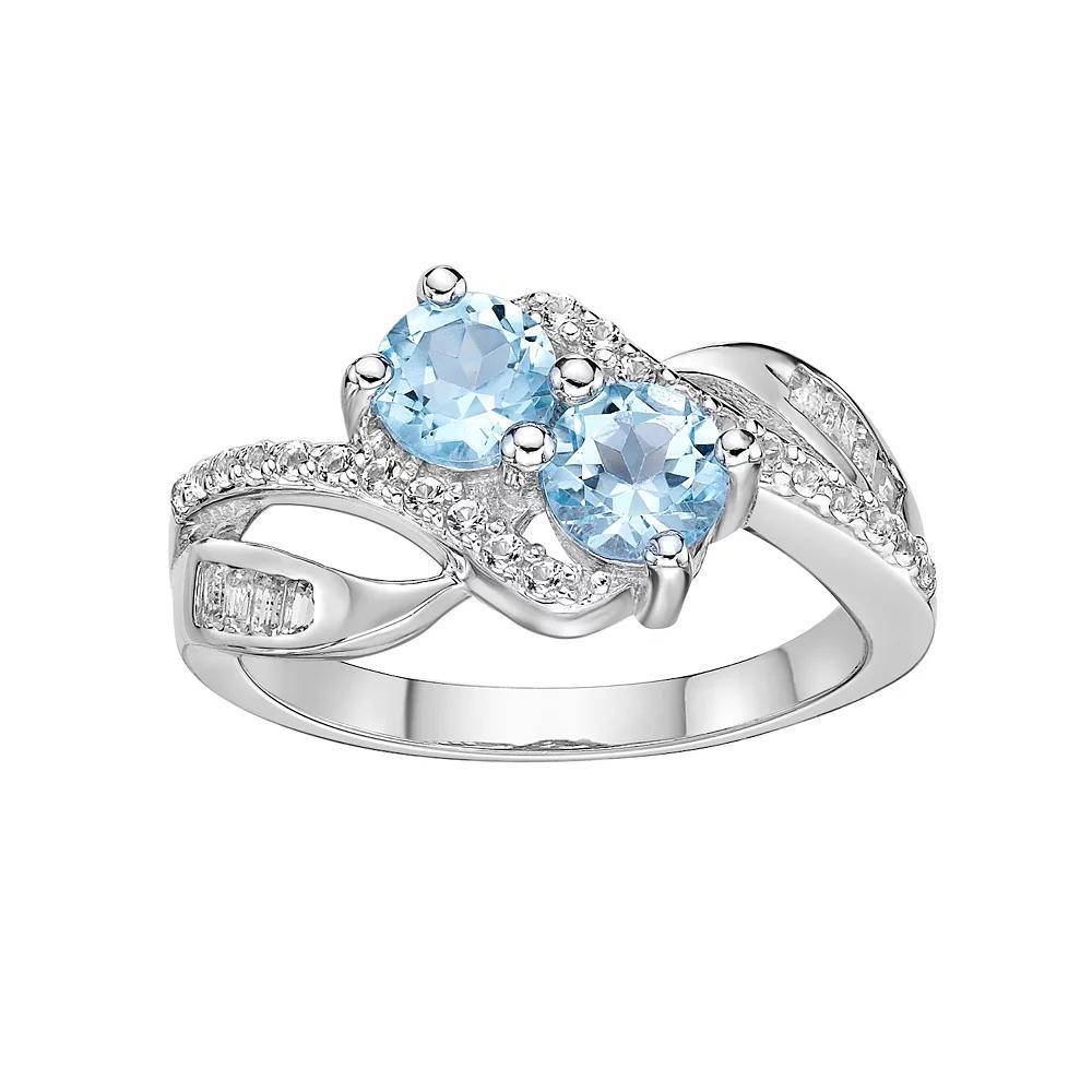 Gemminded Sterling Silver Blue & White Topaz Ring, Women's, Size: 9 Product Image