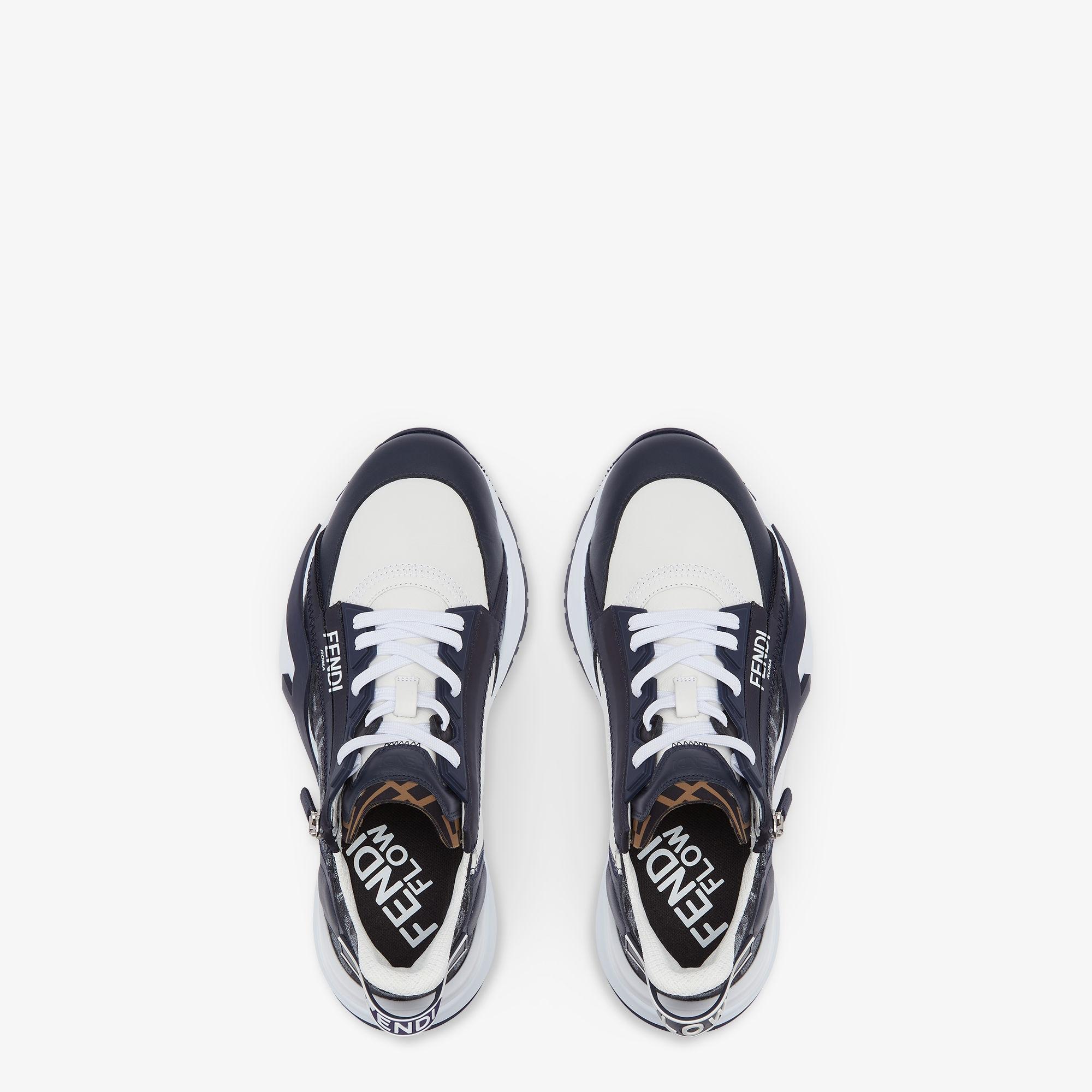 Fendi Flow SneakersBlue FF jacquard and white leather running sneakers Product Image