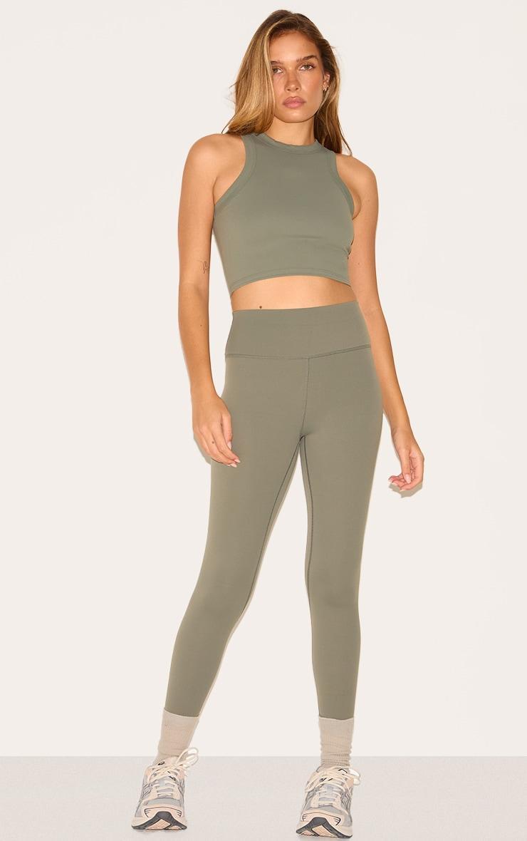 Olive Sculpt Cropped Gym Leggings Product Image