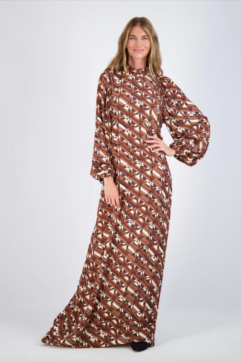 Pashmina Toggle Hex Print Maxi Dress Product Image