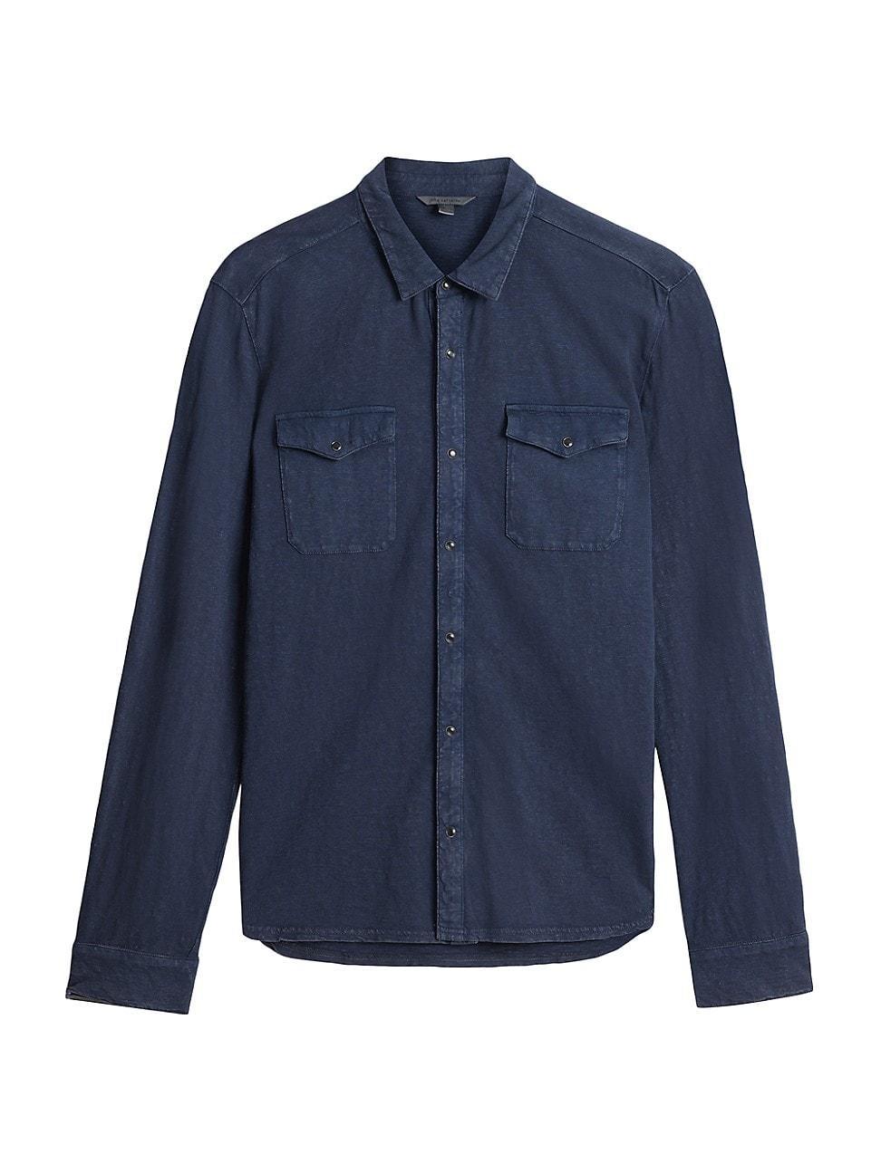 John Varvatos Arvon Cotton Textured Knit Button Down Western Shirt Product Image