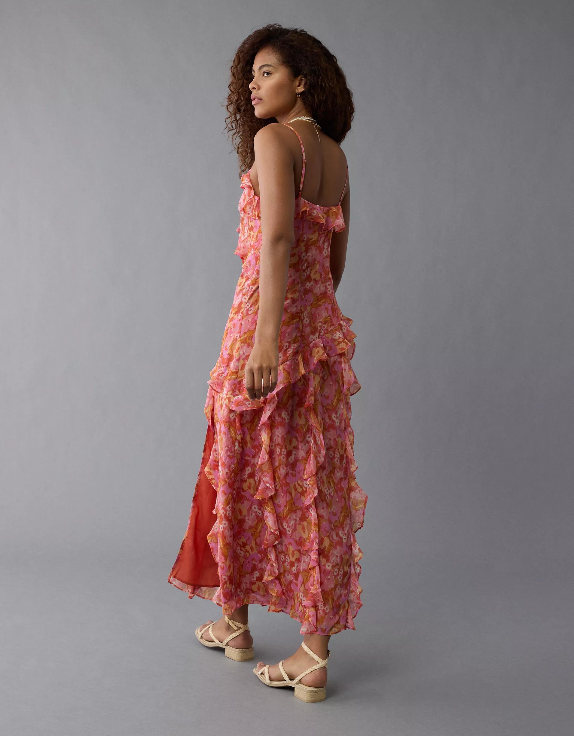 AE Ruffle Maxi Slip Dress Product Image