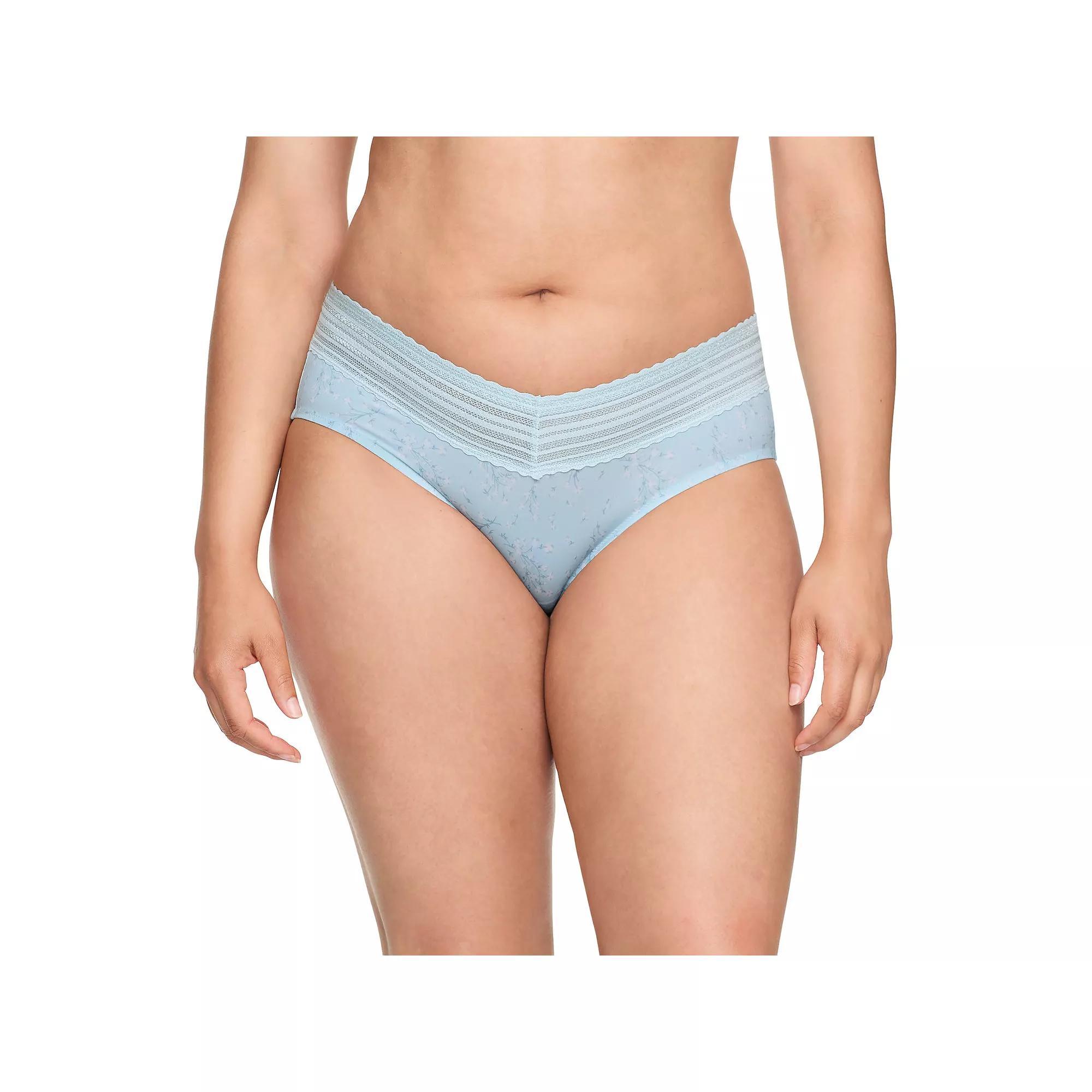 Warners No Pinching, No Problems® Dig-Free Comfort Waist with Lace Microfiber Hipster 5609J, Women's, Size: XXL, Baby Blue Floral Product Image