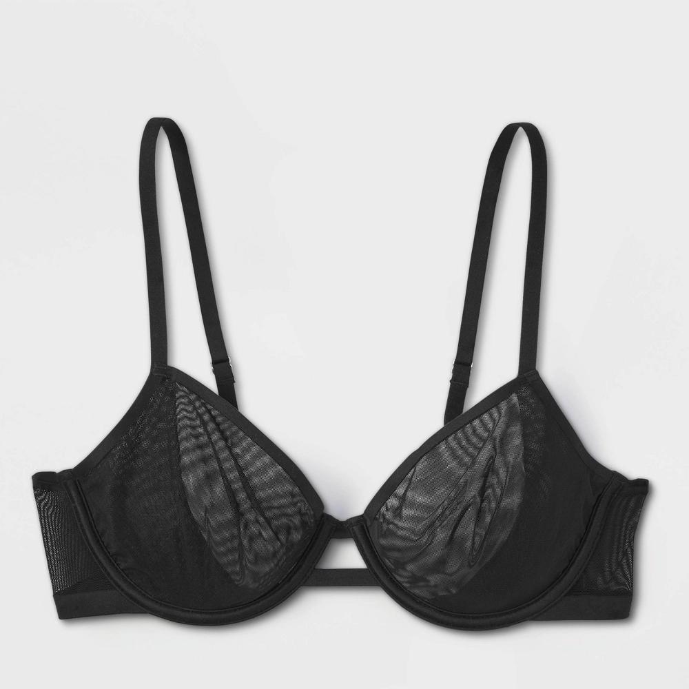 Womens Mesh Unlined Demi Bra - Auden 34DDD: Adjustable Strap, Underwire, Sheer Mesh, Hand Wash, Line Dry Product Image