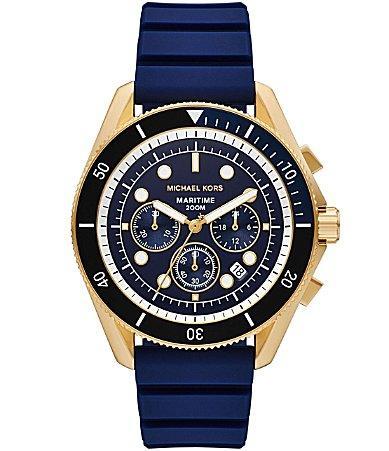 Michael Kors Mens Maritime Chronograph Black Dial Silicone Strap Watch Product Image