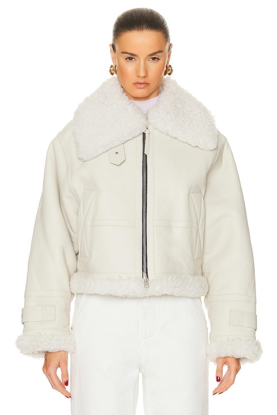 AGOLDE x Shoreditch Ski Club Lola Shearling Jacket in Cream Product Image