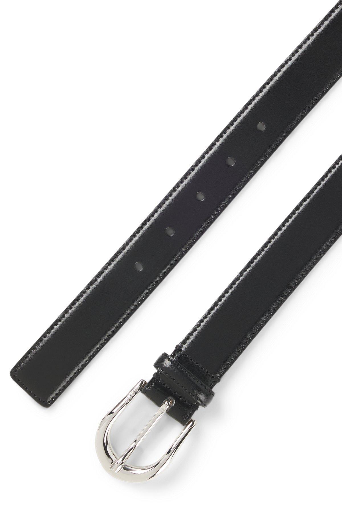 BOSS - Fashion Show belt in Italian leather with rounded buckle - Black Product Image