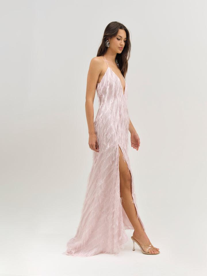 Heidi Fringe Maxi Dress — Pink Product Image