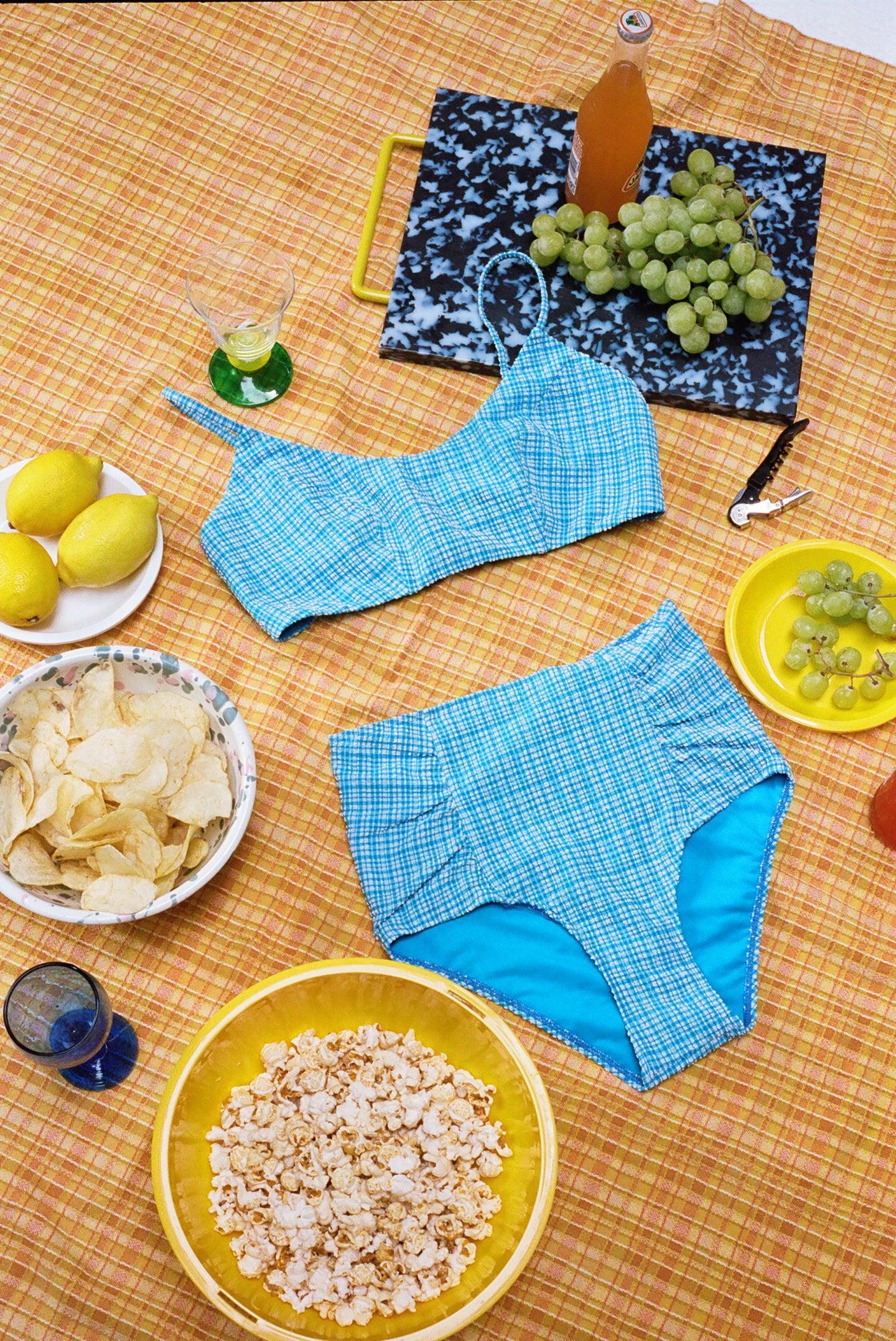 Neve Bikini Bottom - Ocean Micro Gingham Product Image