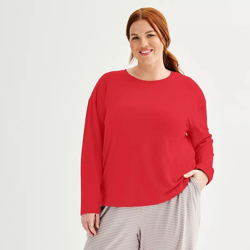 Plus Size Sonoma Goods For Life® Long Sleeve Sleep Top, Women's, Size: 3XL, Mineral Black Product Image