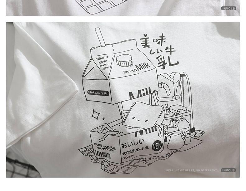 Cartoon Milk Print Short-Sleeve T-Shirt Product Image