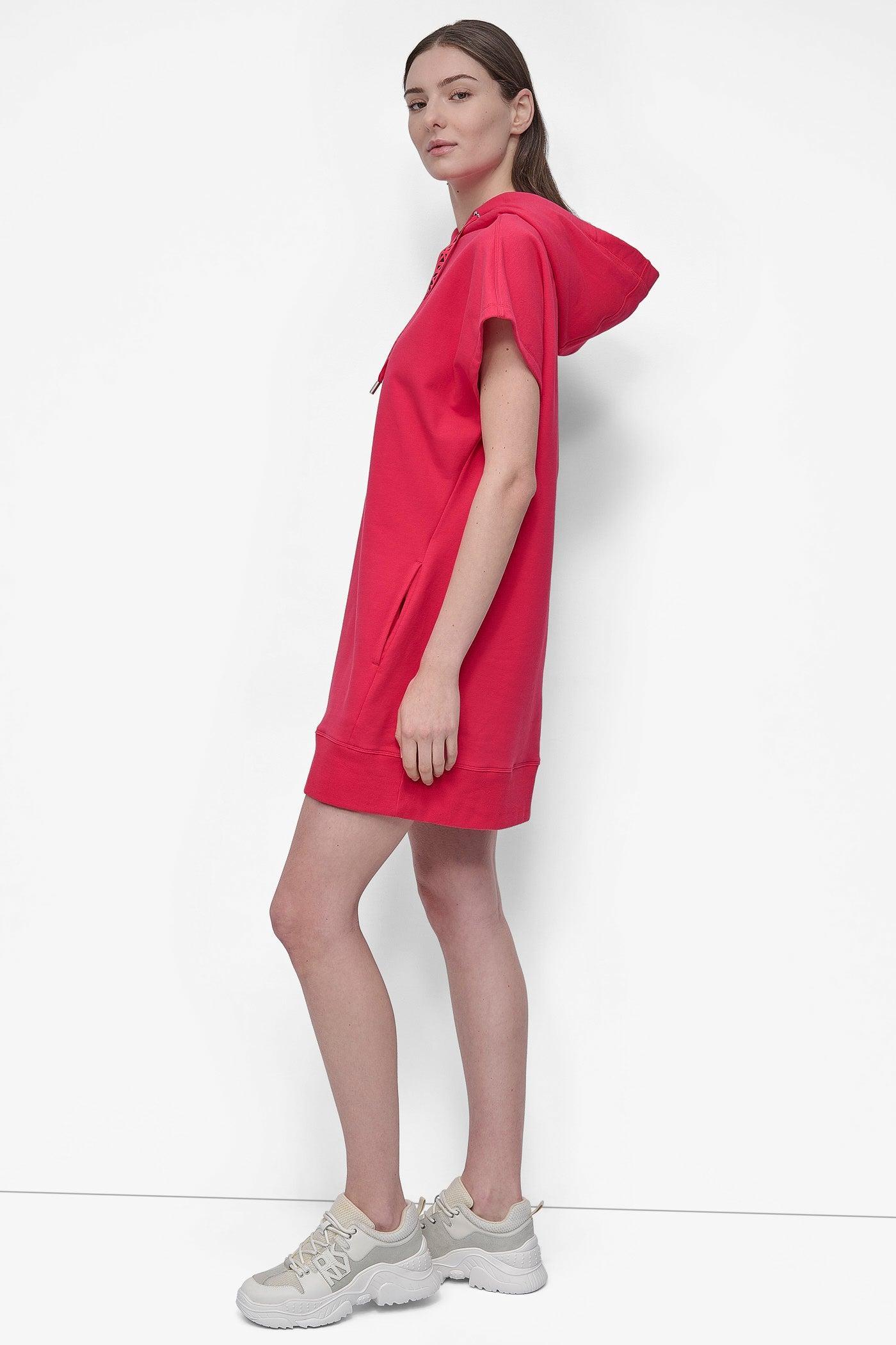 LOGO DRAWSTRING MINI HOODIE DRESS Product Image
