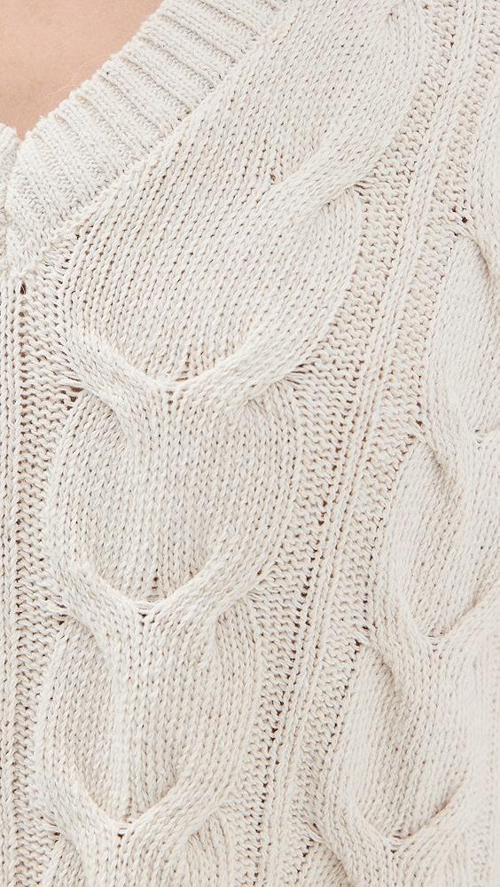 Free People Washed Cable V Neck | Shopbop Product Image