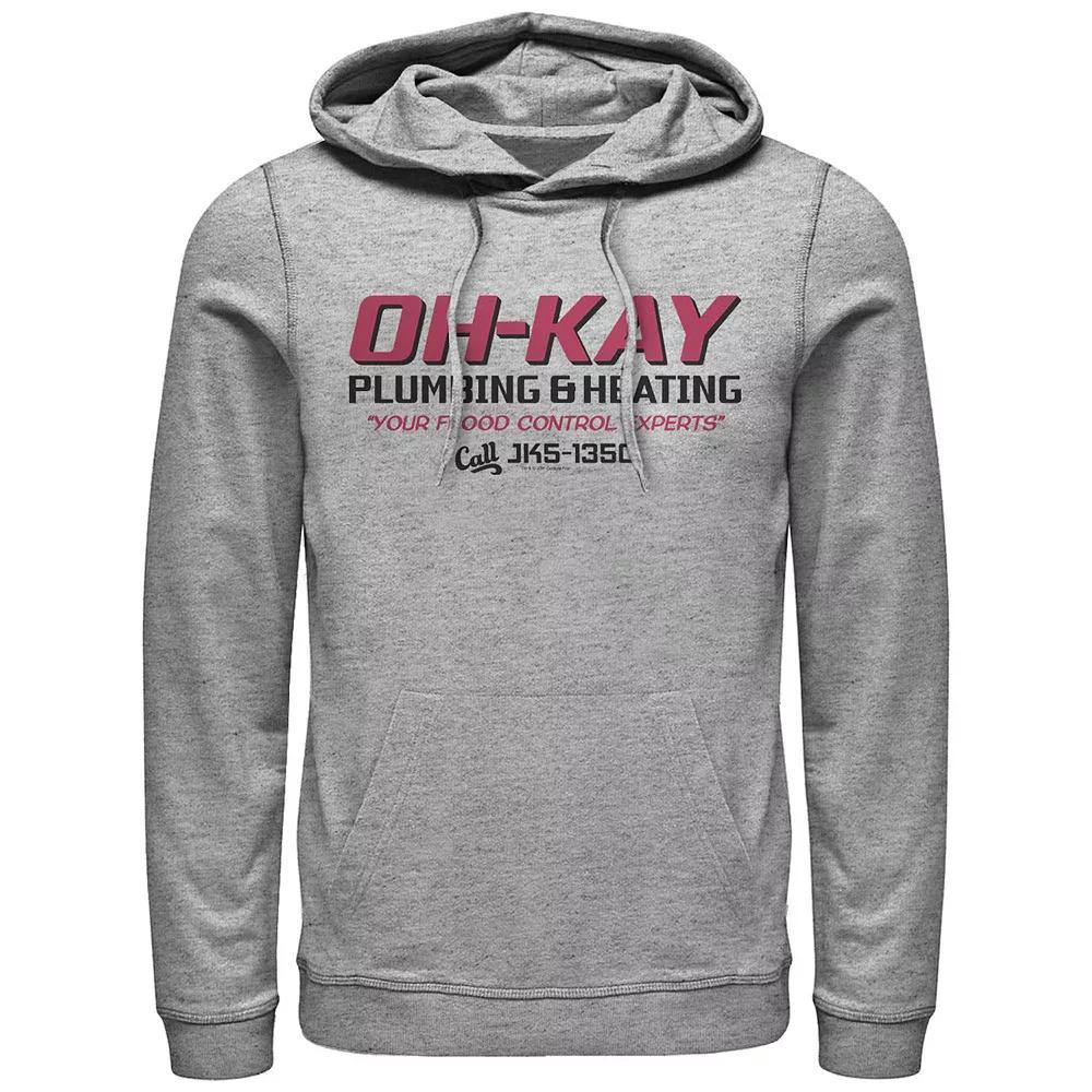 Big & Tall Home Alone Oh-Kay Plumbing & Heating Logo Graphic Hoodie, Men's, Size: XXL, Athletic Grey Product Image