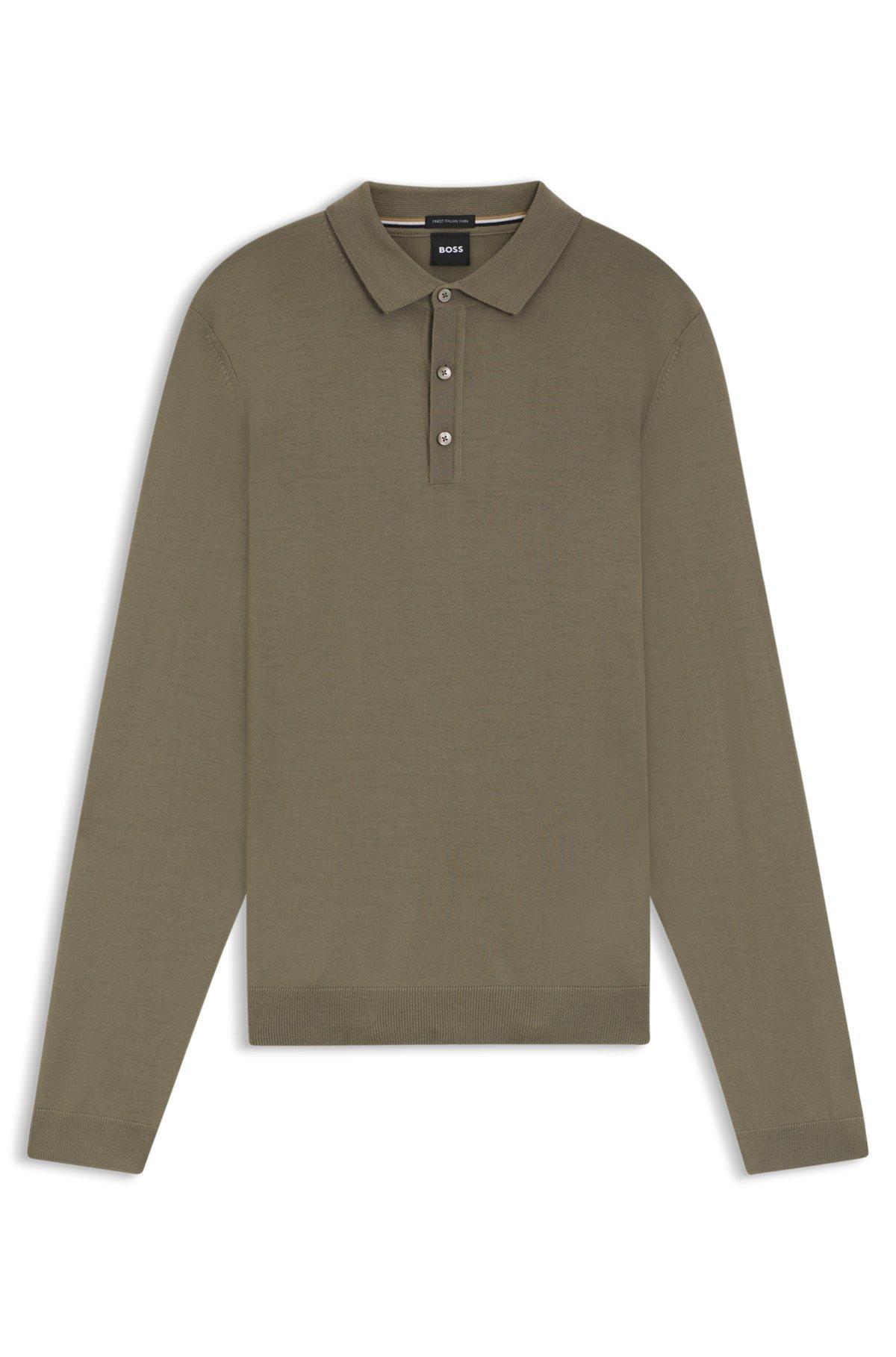 Regular-fit knit polo in virgin wool Product Image