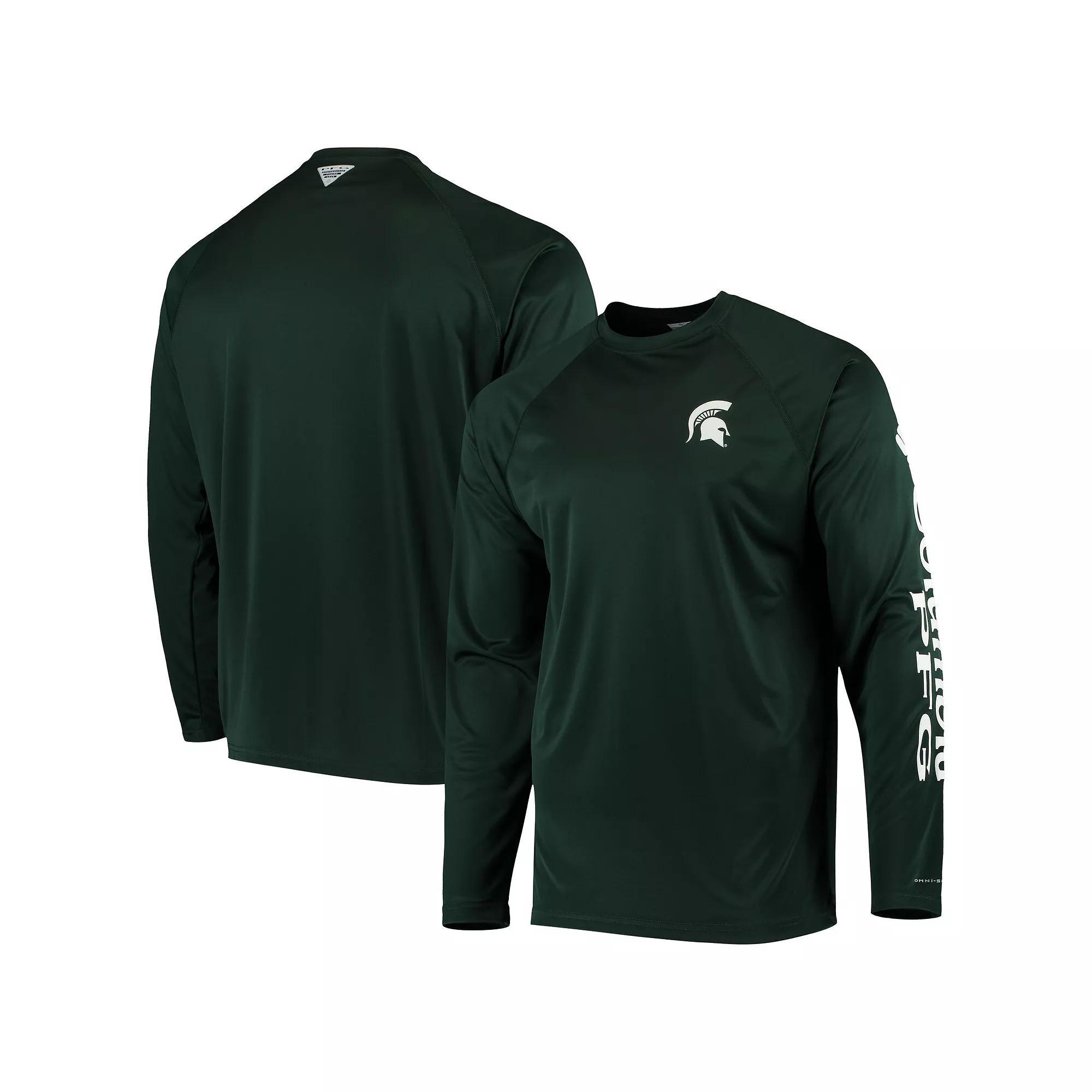 Men's Columbia PFG Green Michigan State Spartans Terminal Tackle Omni-Shade Long Sleeve T-Shirt, Size: Small Product Image
