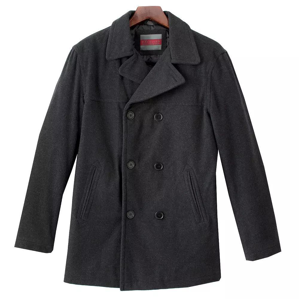 Men's Excelled Wool Blend Peacoat, Size: XXL, Grey Product Image