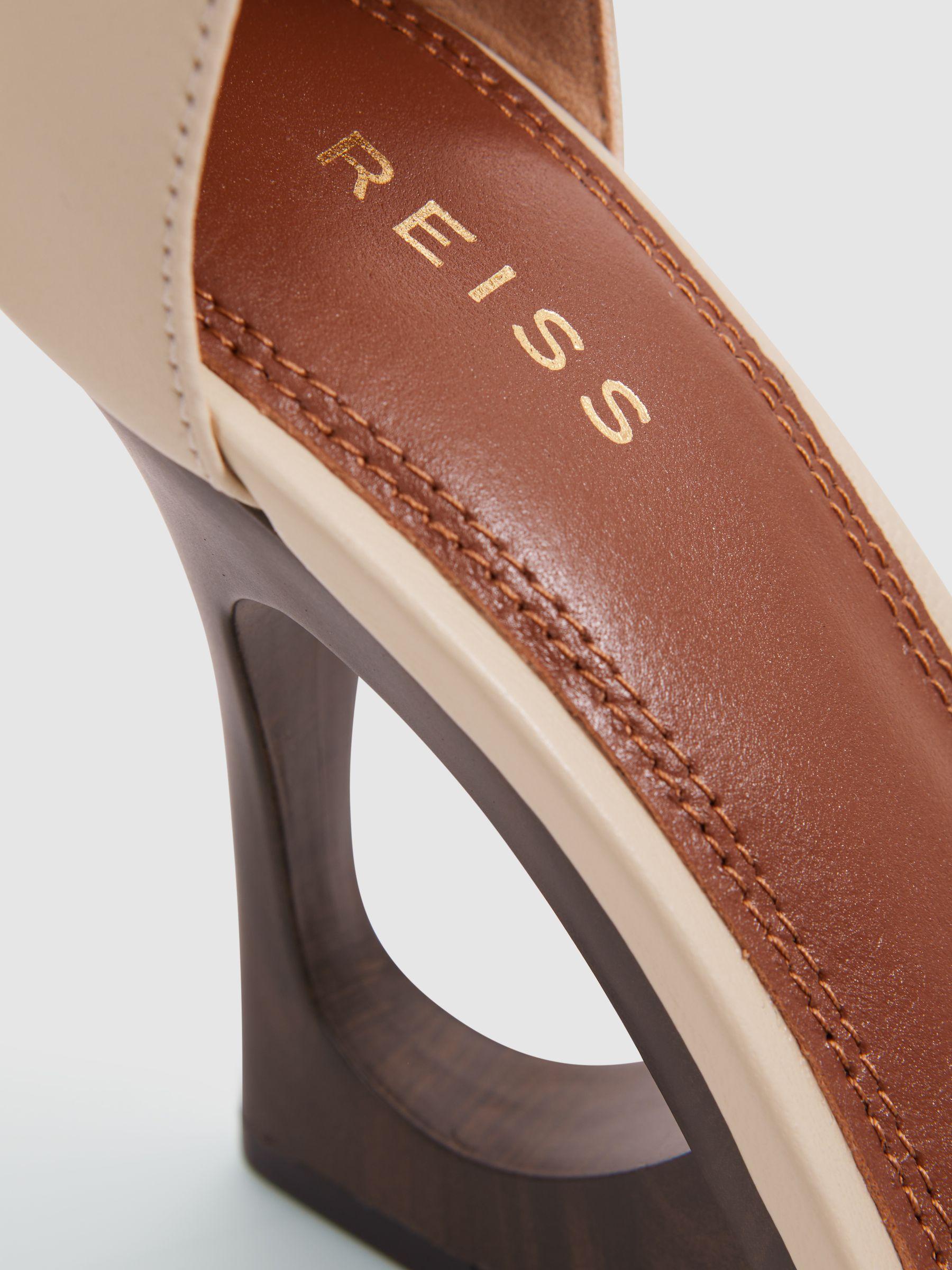 Leather Strappy Wedge Heels in Off White Product Image