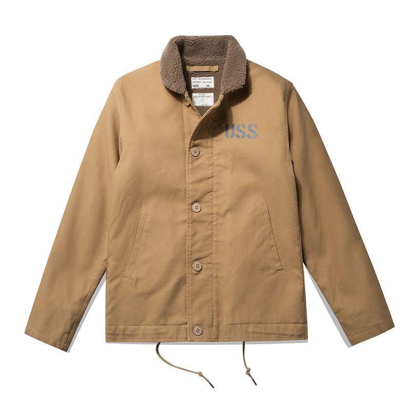 Printed-Back Fleece-Lined Hooded Jacket Product Image