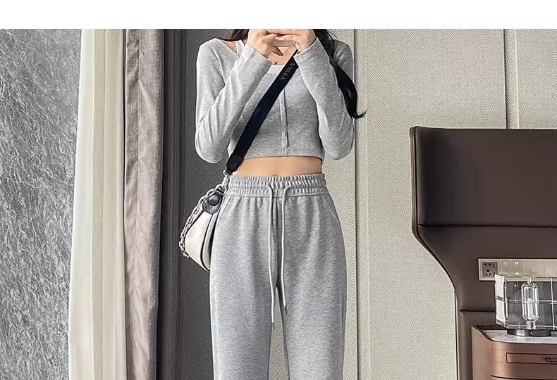 High Waist Plain Flared Sweatpants Product Image