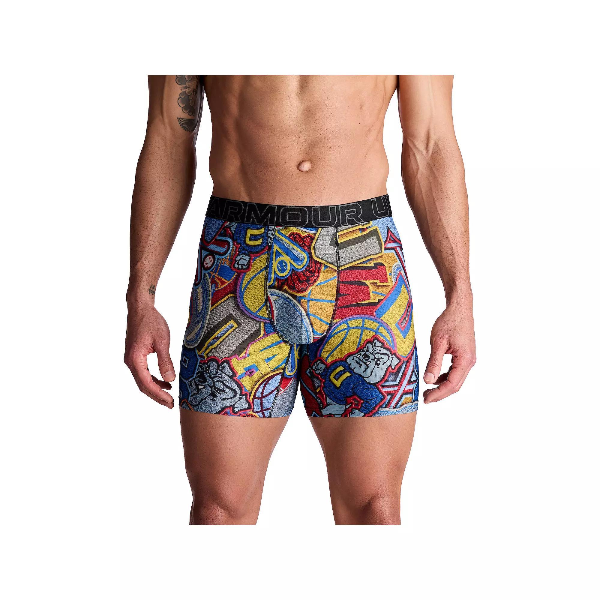 Men's Under Armour 6-Inch Performance Tech Mesh Graphic Boxer Brief, Size: XL, Tech Blue Product Image