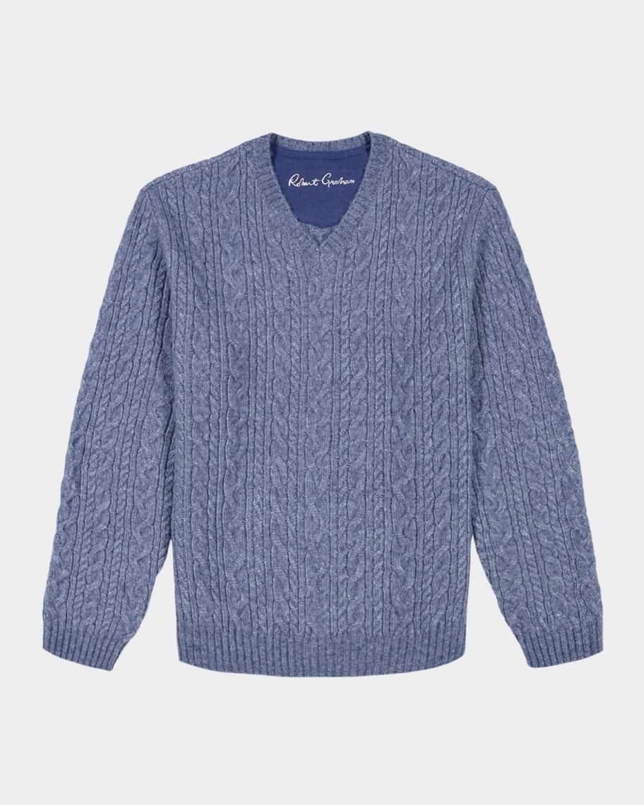 Mens Anson V-Neck Cable-Knit Sweater Product Image