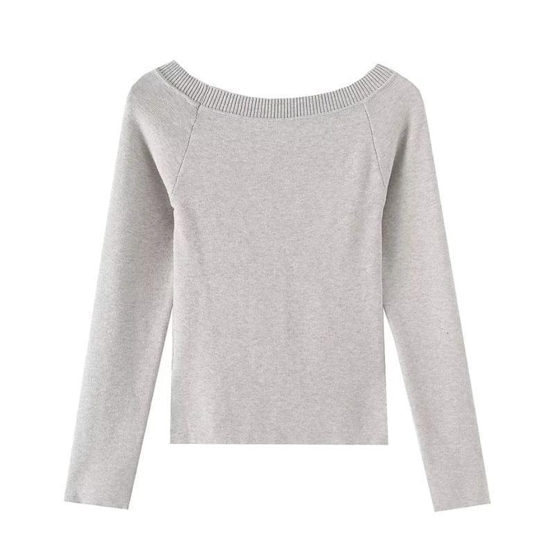 Boat Neck Plain Sweater Product Image