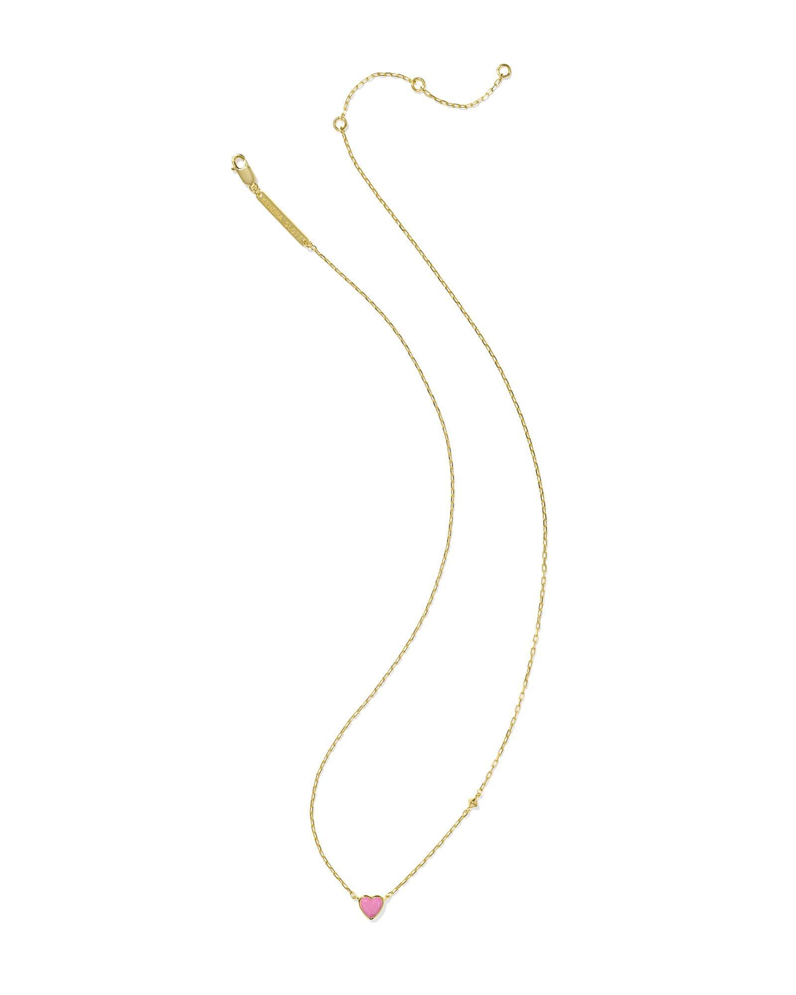 Enamel 18k Gold Vermeil Heart Pendant Necklace in Pink Enamel Product Image
