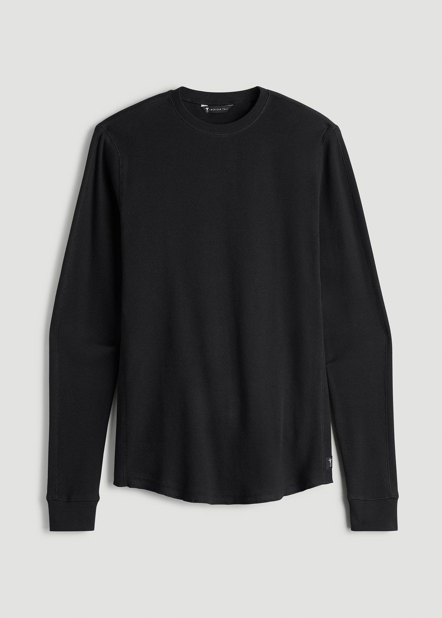 Double Honeycomb Thermal Crewneck for Tall Men in Black Male Product Image