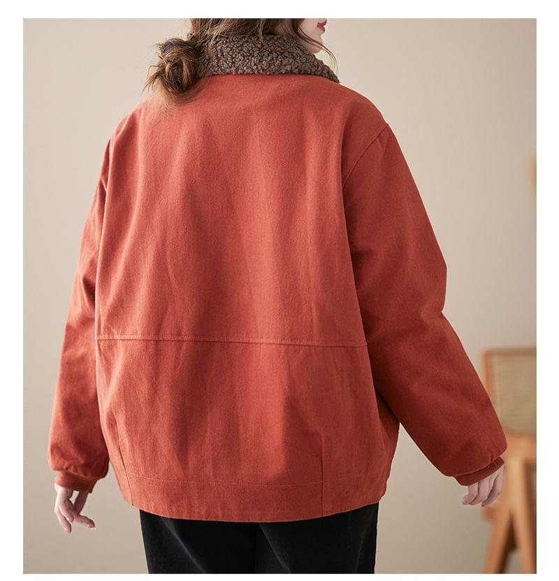 Fleece Collar Button Jacket Product Image