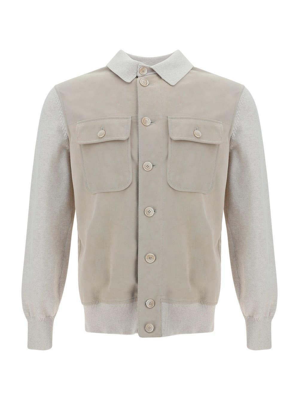 BRUNELLO CUCINELLI Jacket In English White Avena Product Image