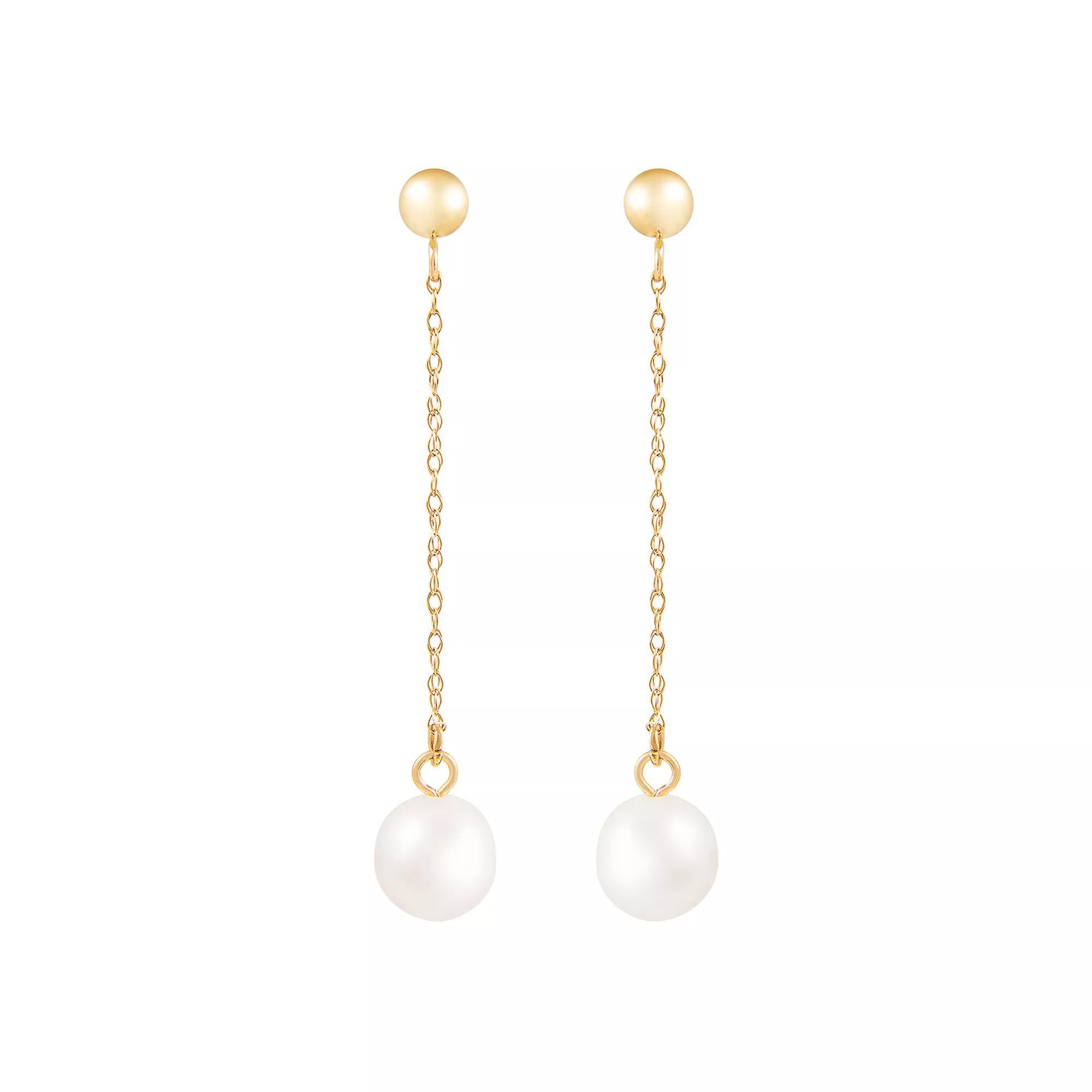 14k Gold Freshwater Cultured Pearl Drop Earrings, Women's Product Image