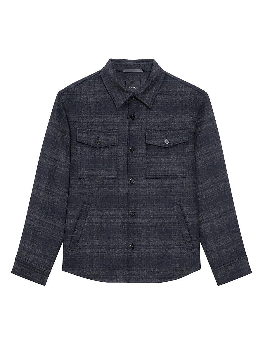 Mens Noble Plaid Wool-Cashmere Shirt Jacket Product Image