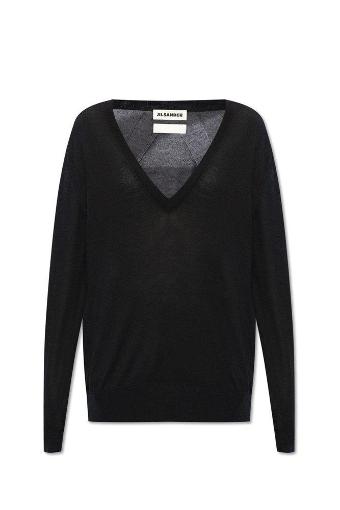 JIL SANDER Long Sleeved V In Black Product Image