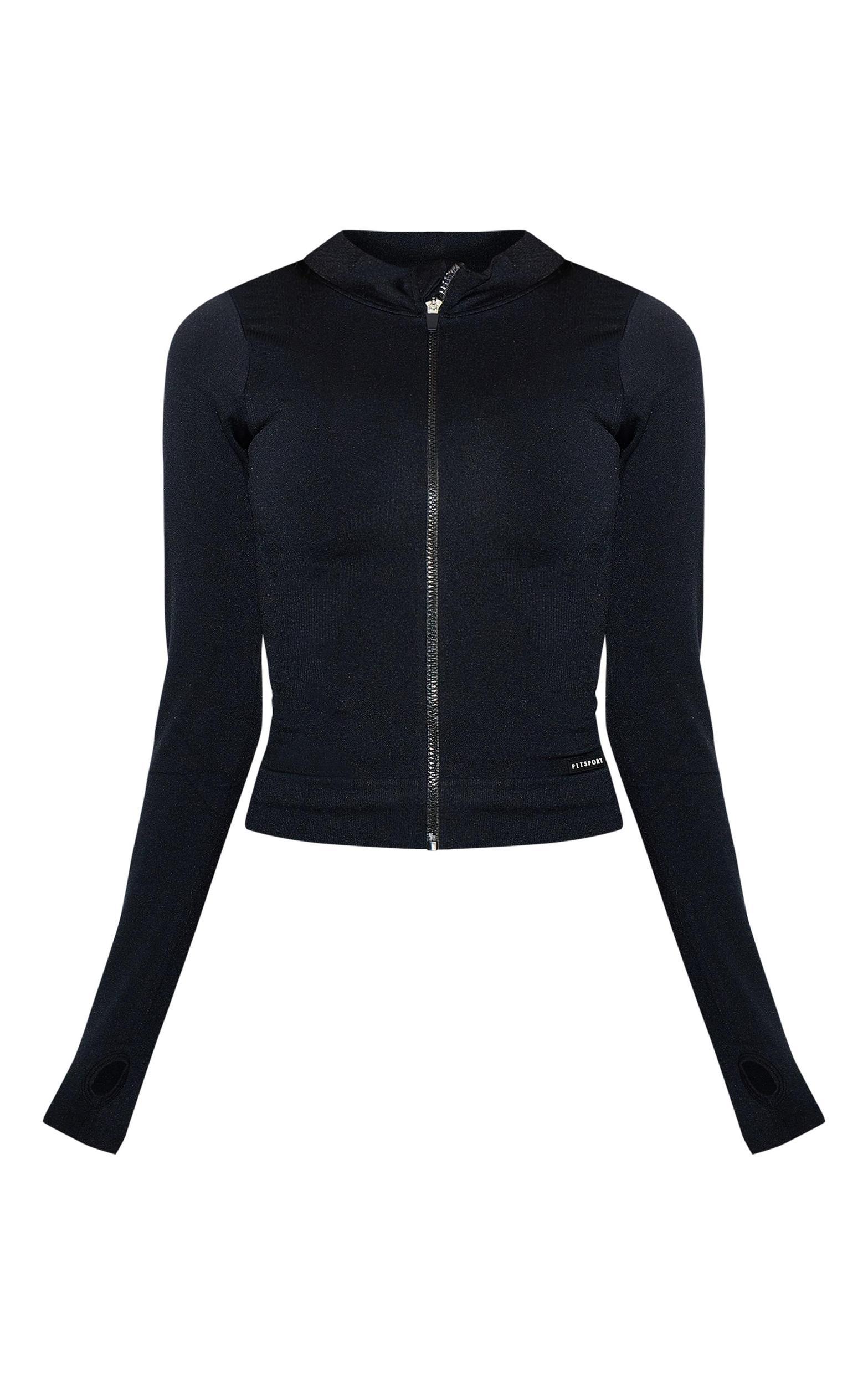 Black Seamless Rib Detail Jacket Product Image