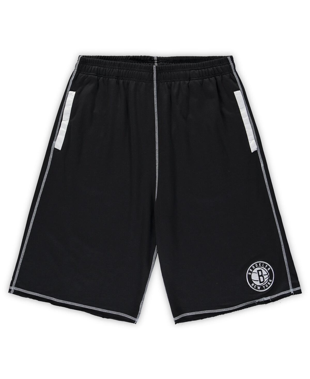 Mens /White Brooklyn Nets Big & Tall Contrast Stitch Knit Shorts Product Image