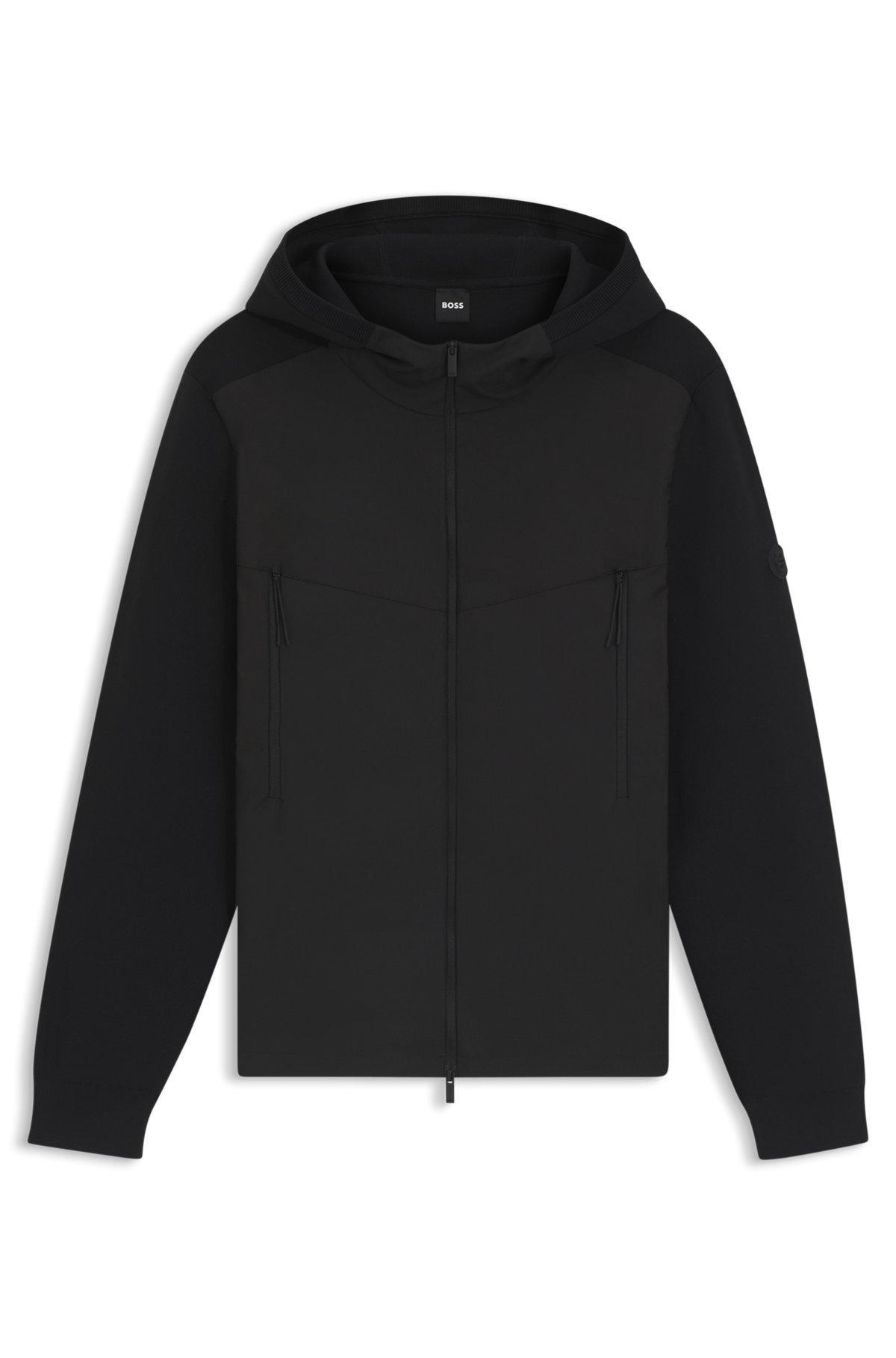BOSS - Regular-fit hooded jacket with weather protection - Black Product Image