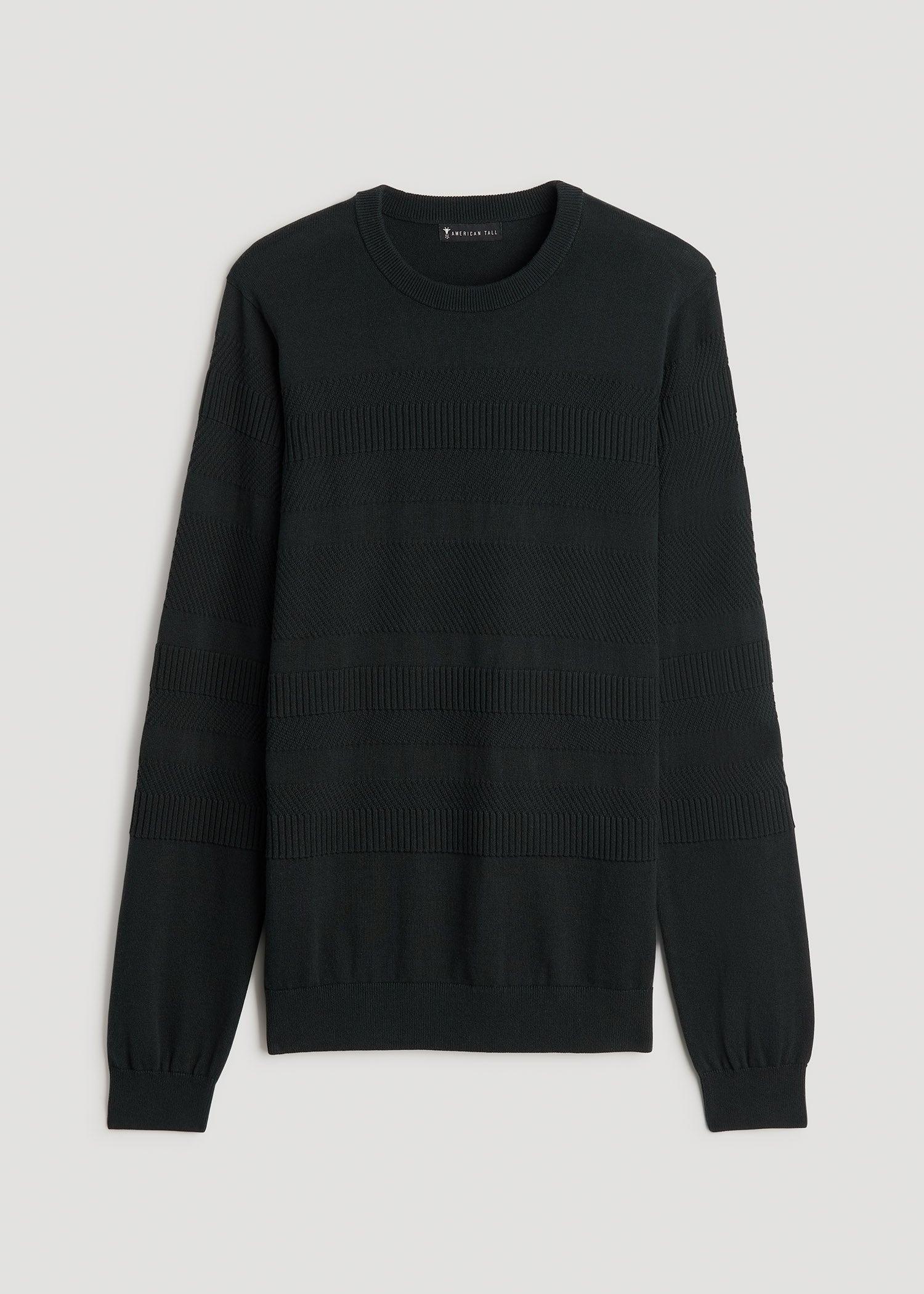 Minimalist Embossed Knit Sweater for Tall Men in Midnight Green Male Product Image