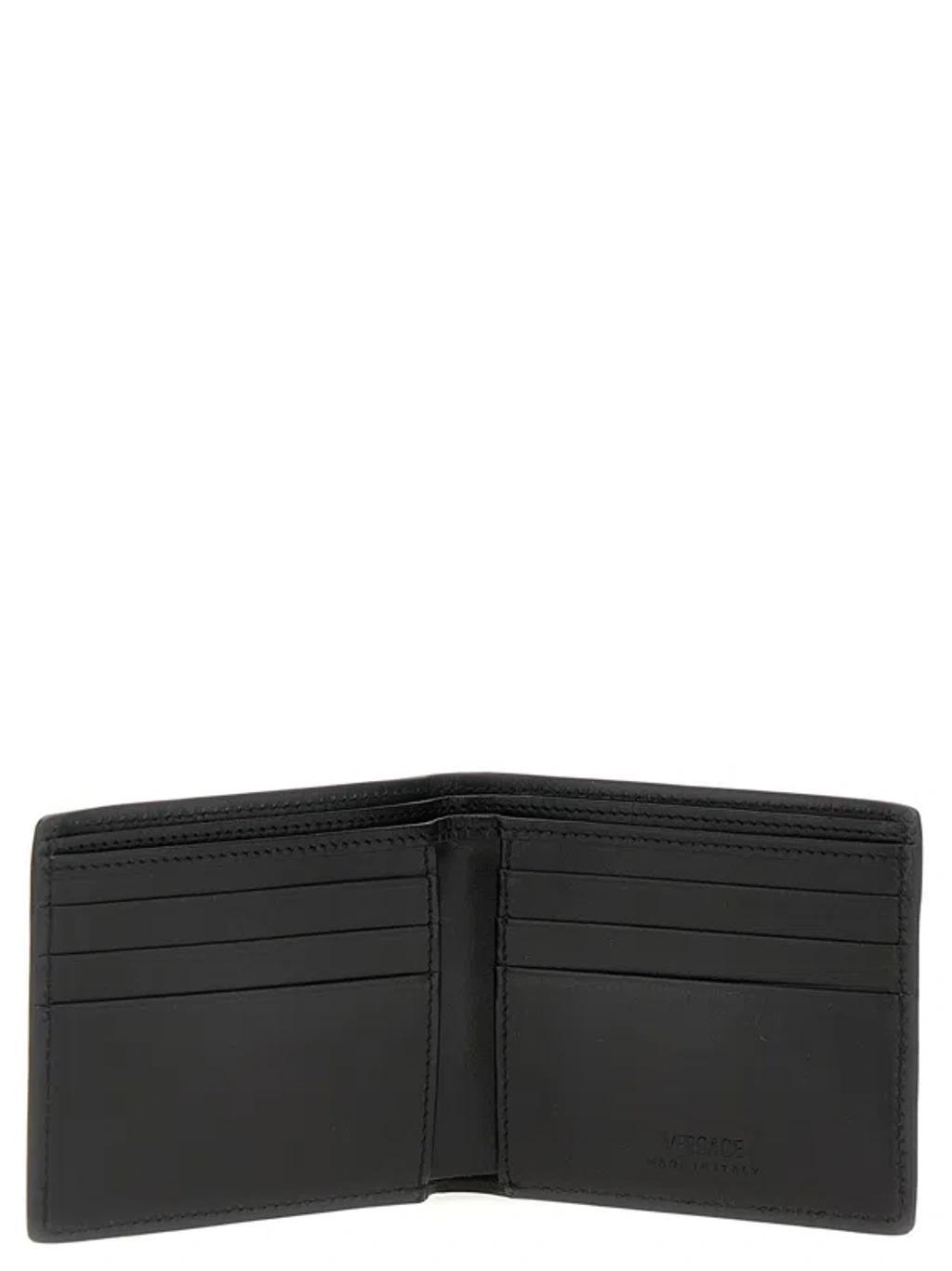 VERSACE Black Small Wallet With Medusa Biggie Logo In Leather Woman Product Image