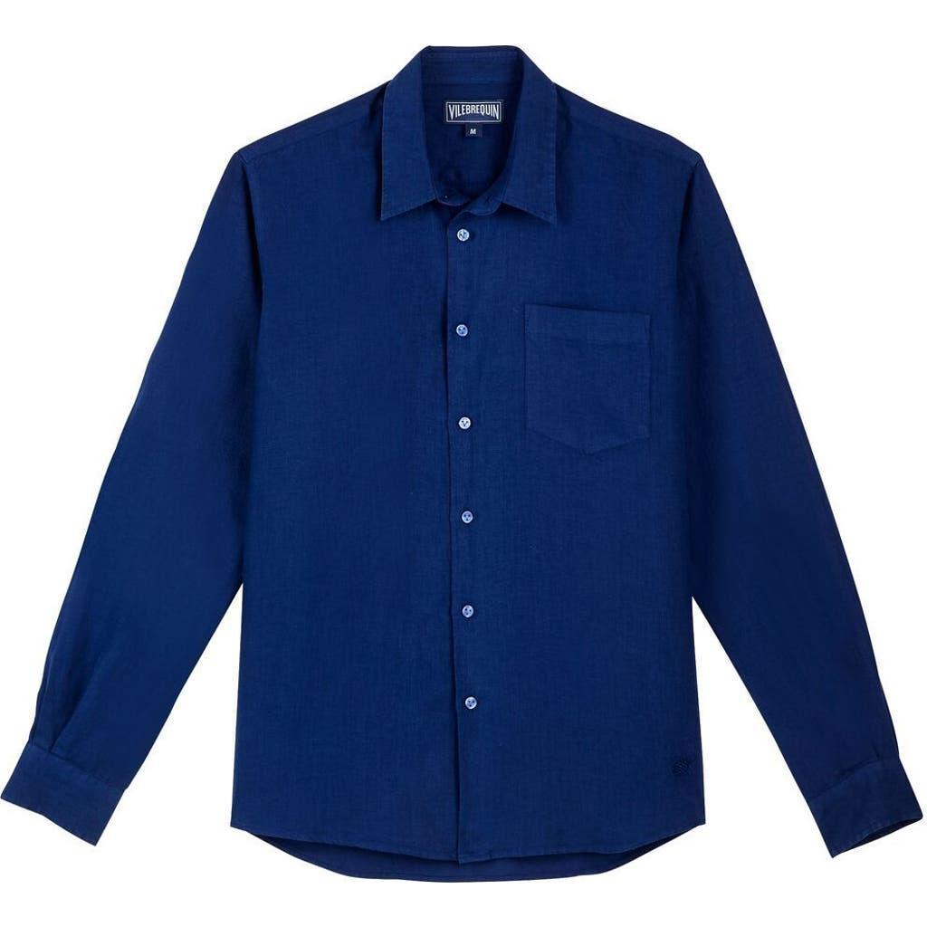 Mens Long-Sleeve Linen Shirt Product Image