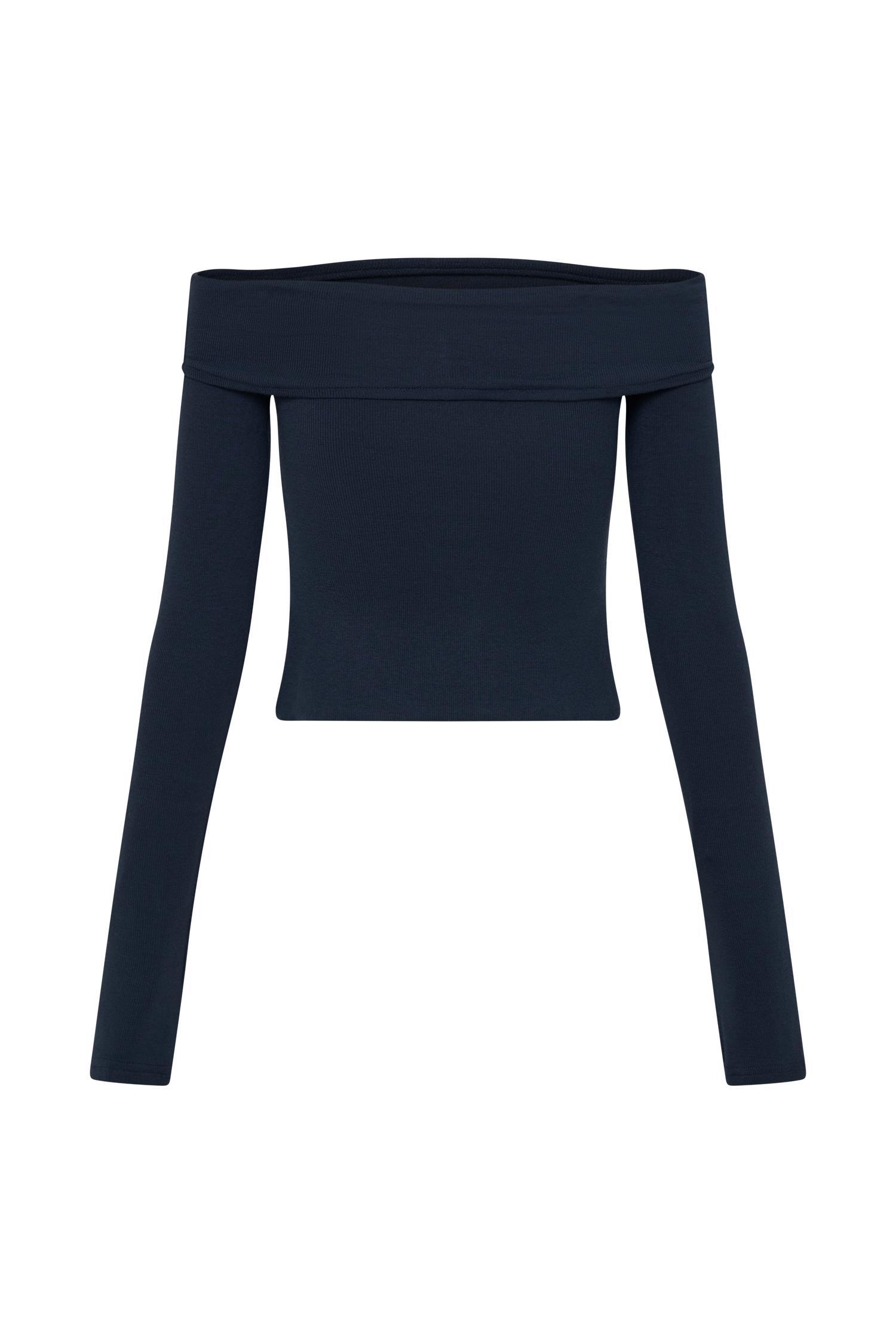 Briah Cut Out Modal Long Sleeve Top - Dark Navy Product Image