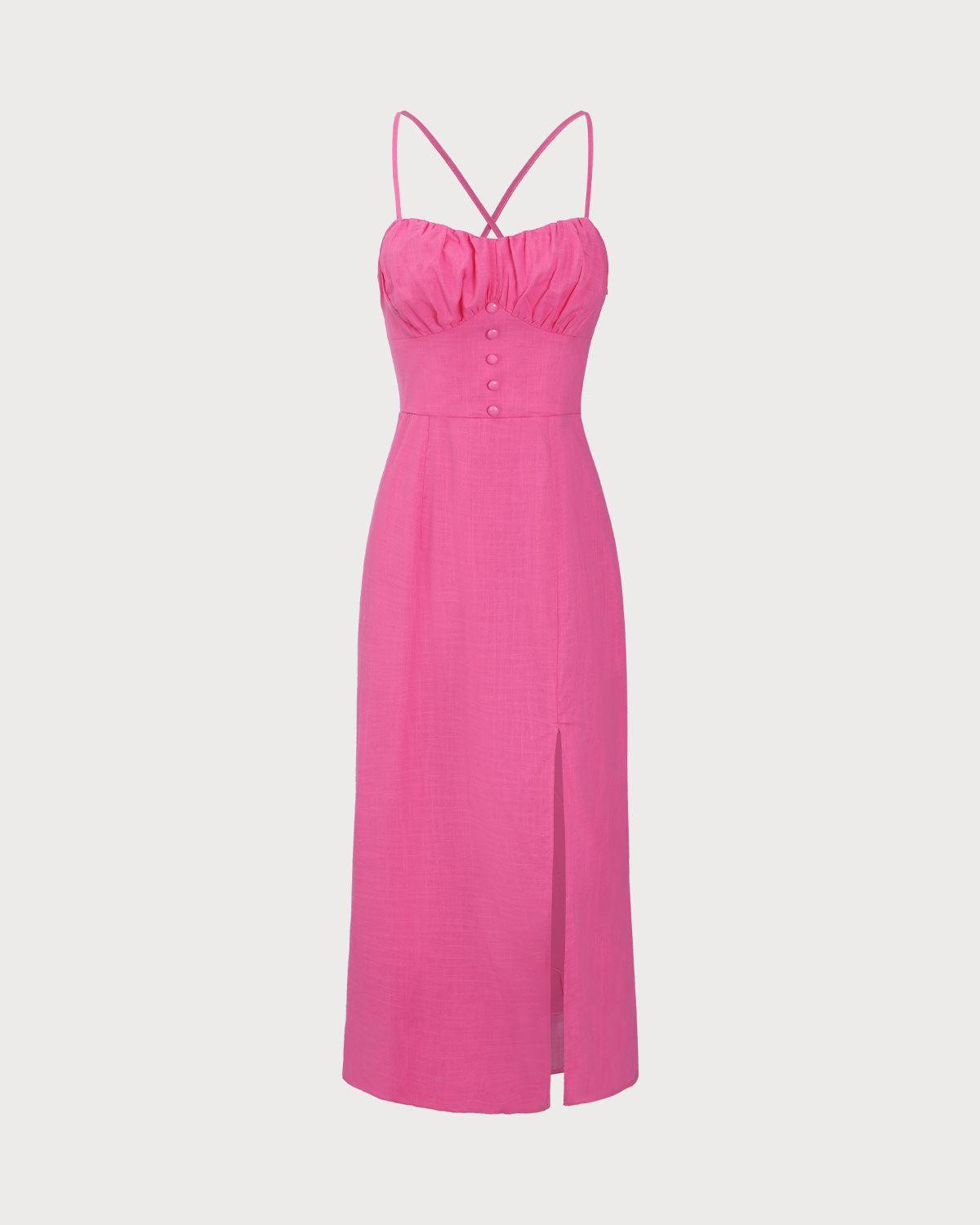 Red Ruched Backless Slip Midi Dress Product Image