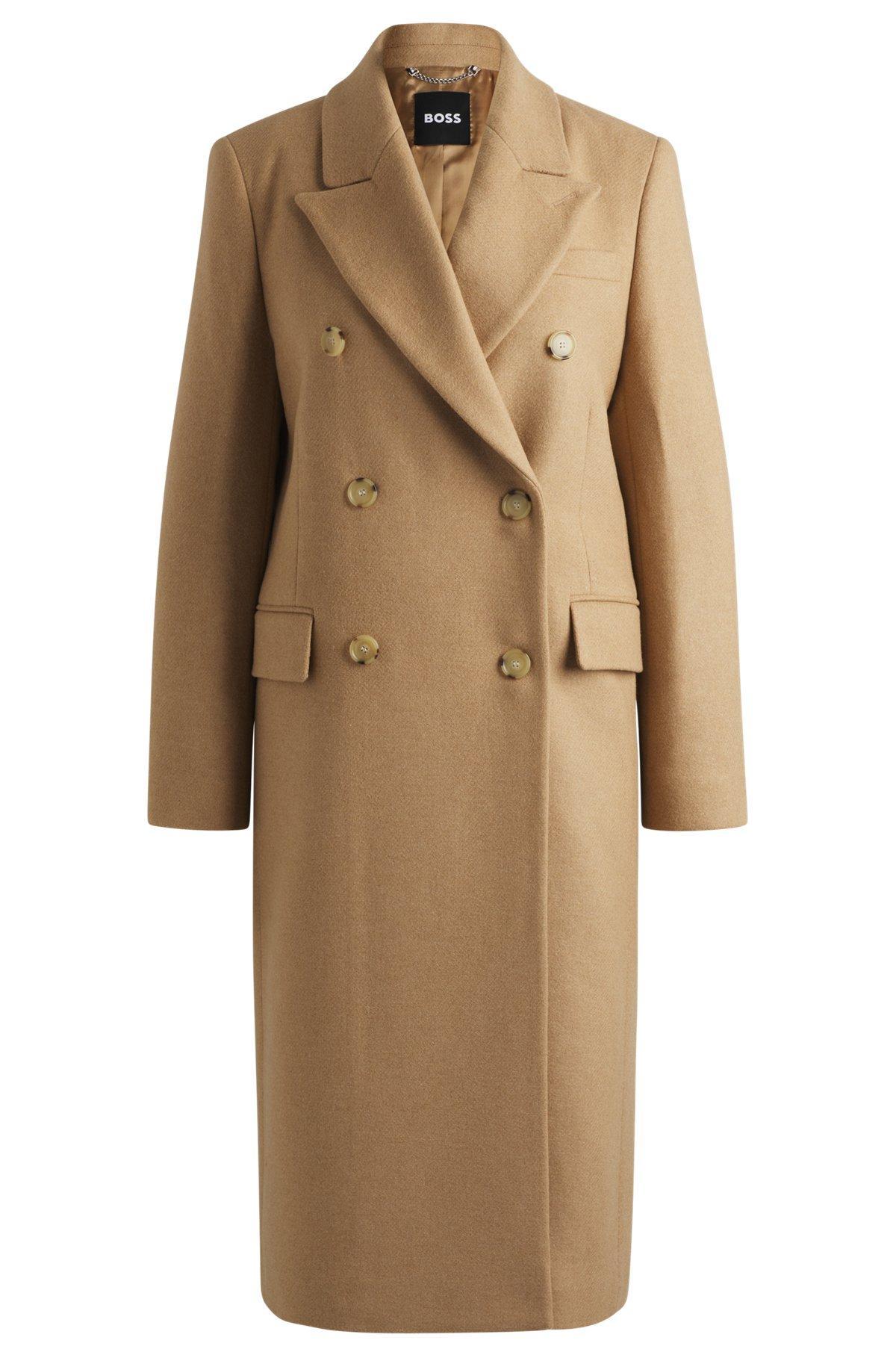 Long-length twill coat with double-breasted closure Product Image