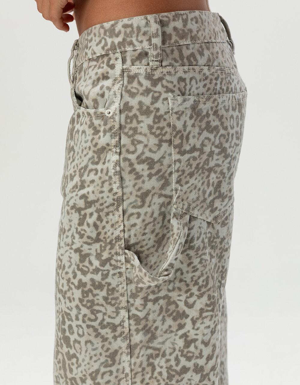 RSQ Womens Low Rise Baggy Snow Leopard Carpenter Jeans Product Image