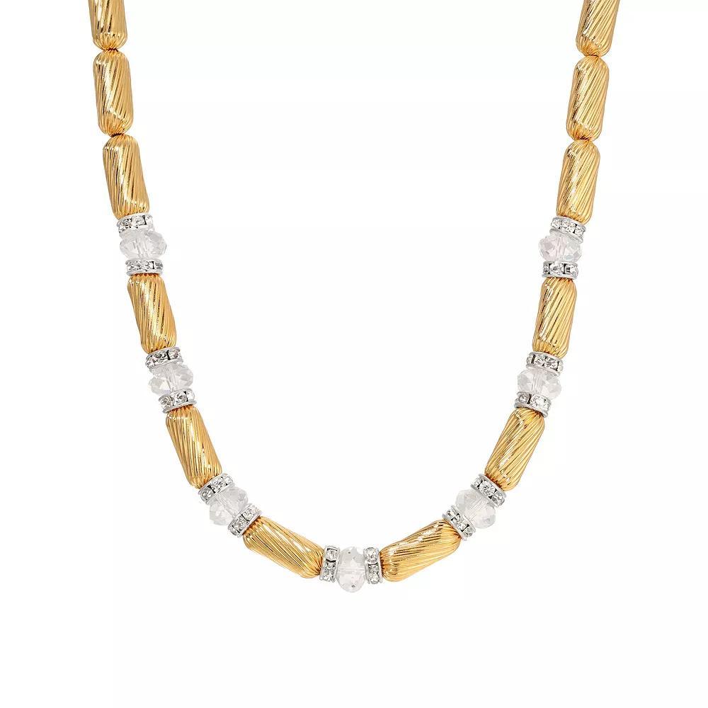 1928 Gold Tone Crystal Glass Bead Necklace, Womens, Yellow Product Image