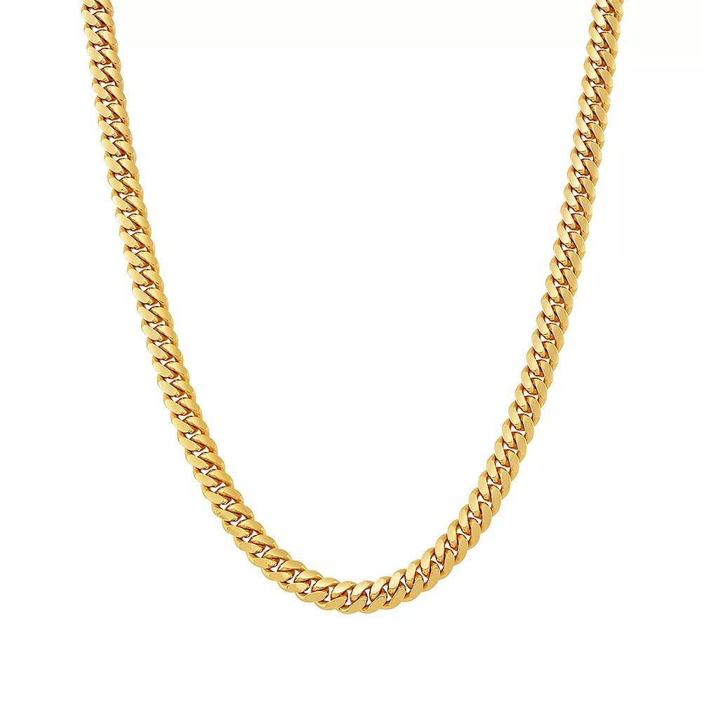 Everlasting Silver Gold Over Silver Solid Cuban Chain Necklace, Women's, Size: 22", Gold Tone Product Image