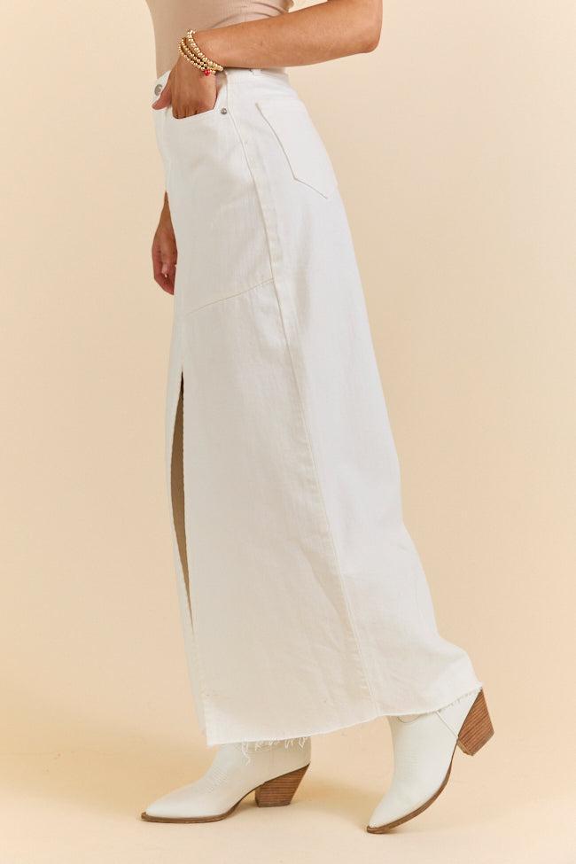 Soundwaves White Denim Midi Skirt SALE Product Image