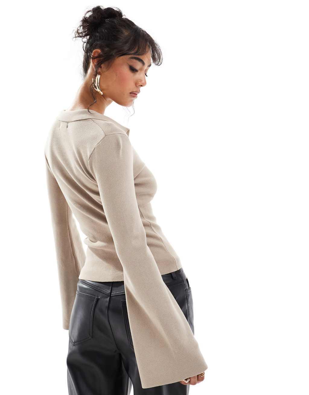 Pretty Lavish knit top in beige Product Image