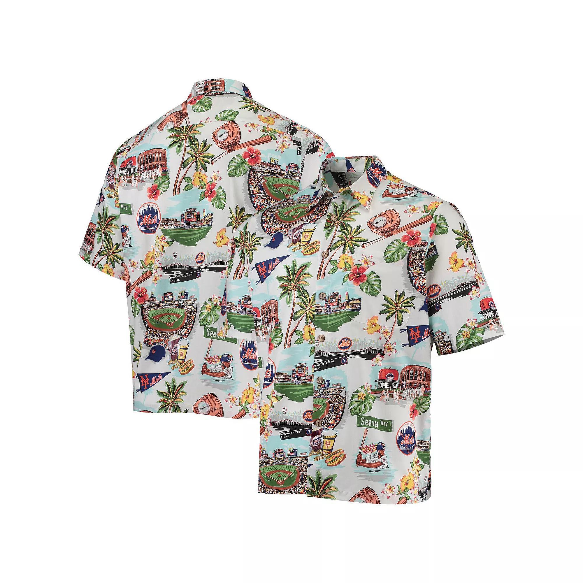 Men's Reyn Spooner White New York Mets Scenic Button-Up Shirt, Size: Small Product Image